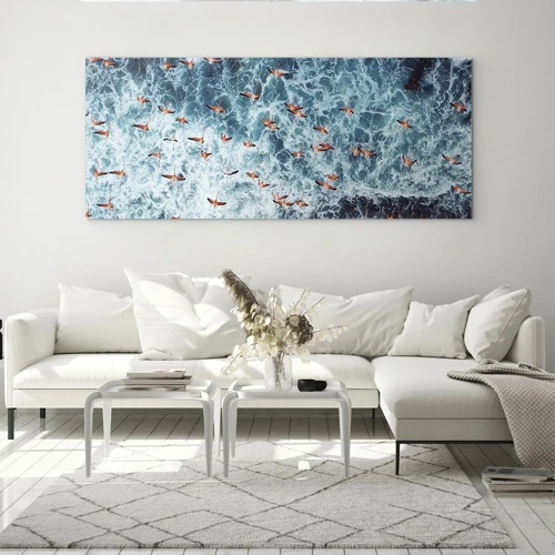 Billede på glas - Parade ved havet - 160x50 cm