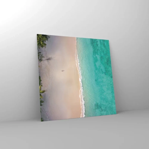 Billede på glas - Paradis strand - 40x40 cm