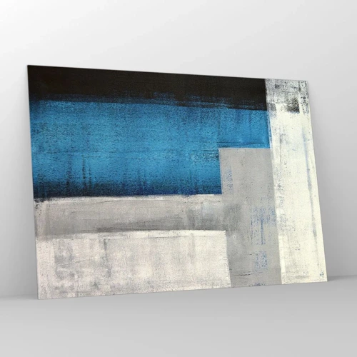 Billede på glas - Poetisk komposition af grå og blå - 100x70 cm
