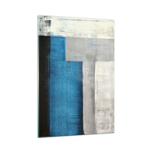 Billede på glas - Poetisk komposition af grå og blå - 50x70 cm