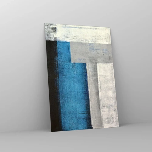 Billede på glas - Poetisk komposition af grå og blå - 70x100 cm