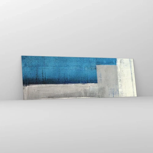 Billede på glas - Poetisk komposition af grå og blå - 90x30 cm