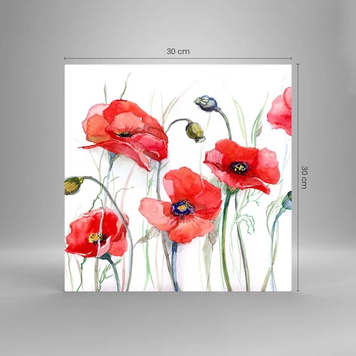 Billede på glas - Polske blomster - 30x30 cm
