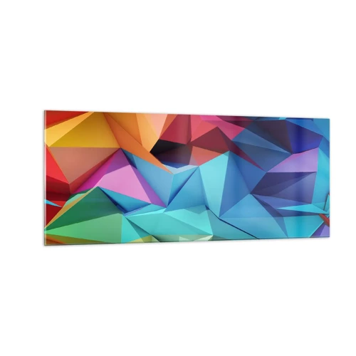 Billede på glas - Regnbue origami - 100x40 cm
