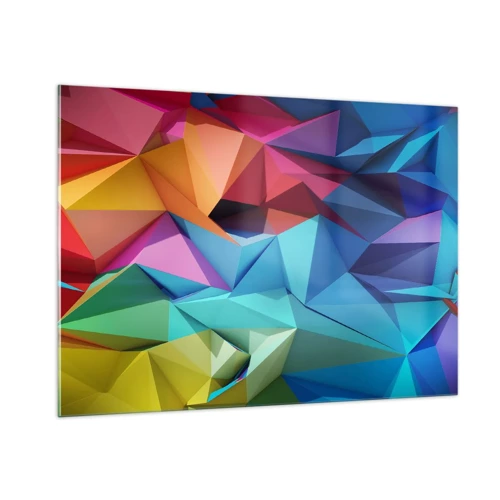 Billede på glas - Regnbue origami - 100x70 cm