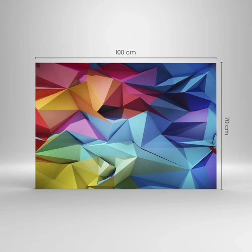 Billede på glas - Regnbue origami - 100x70 cm