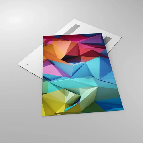 Billede på glas - Regnbue origami - 80x120 cm
