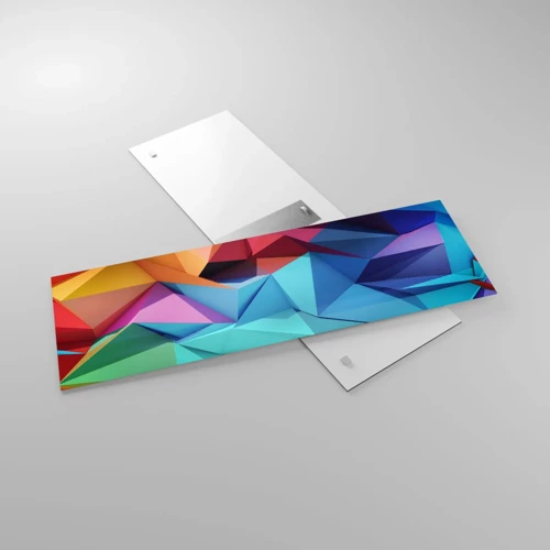 Billede på glas - Regnbue origami - 90x30 cm