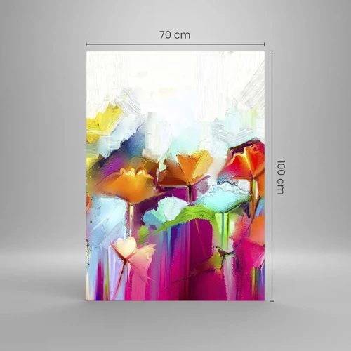 Billede på glas - Regnbuen i blomstring - 70x100 cm