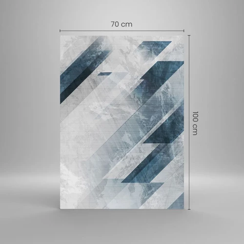 Billede på glas - Rumlig komposition - bevægelse af gråtoner - 70x100 cm