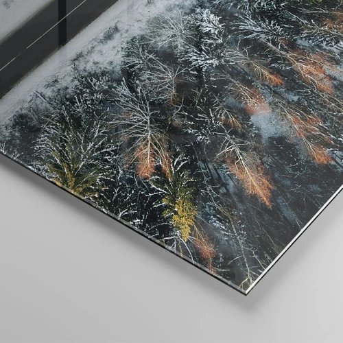 Billede på glas - Skær gennem vinterskoven - 70x50 cm