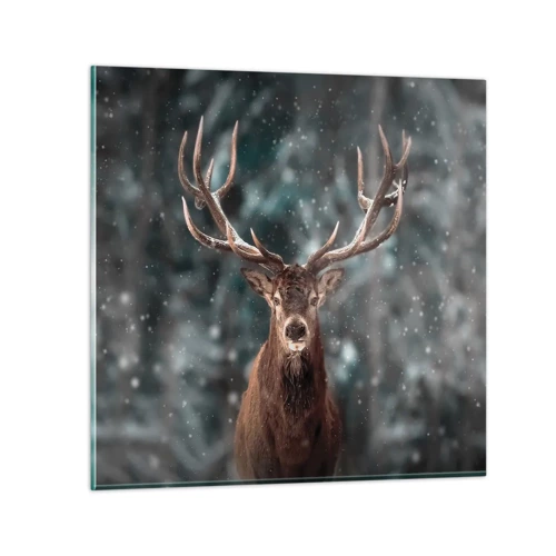 Billede på glas - Skovens konge kronet - 40x40 cm