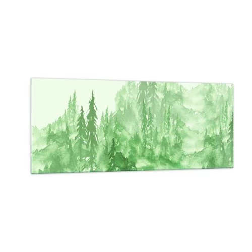Billede på glas - Sløret af grøn tåge - 100x40 cm