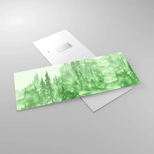 Billede på glas - Sløret af grøn tåge - 100x40 cm