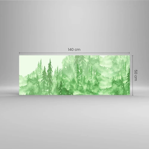 Billede på glas - Sløret af grøn tåge - 140x50 cm