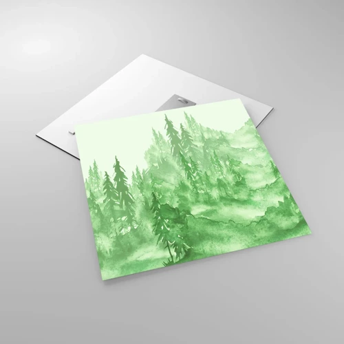 Billede på glas - Sløret af grøn tåge - 50x50 cm