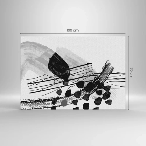 Billede på glas - Sort og hvid organisk abstraktion - 100x70 cm