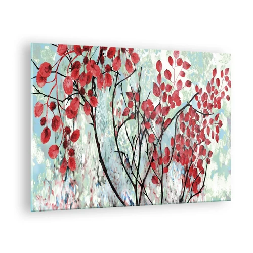 Billede på glas - Træ i skarlagenrødt - 70x50 cm