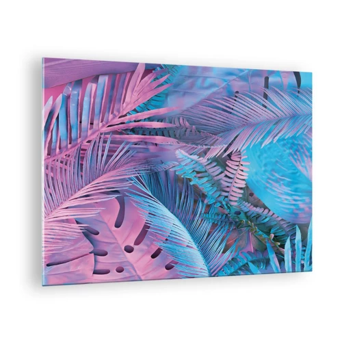 Billede på glas - Troperne i lyserød og blå - 70x50 cm