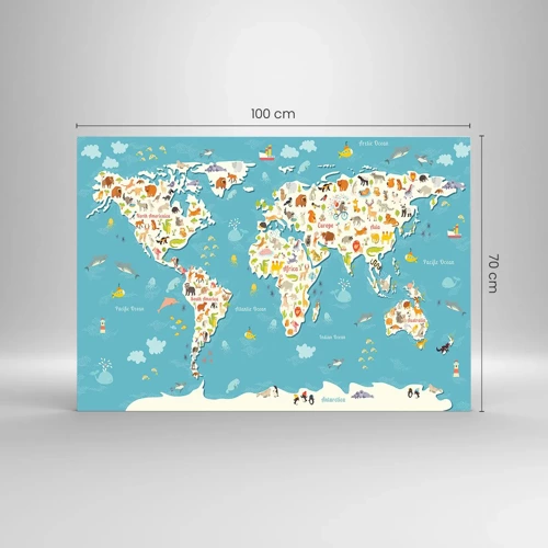 Billede på glas - Vi elsker hele verden - 100x70 cm