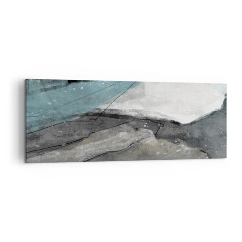 Lærredstryk - Billede på lærred - Abstraktion: klipper og is - 140x50 cm