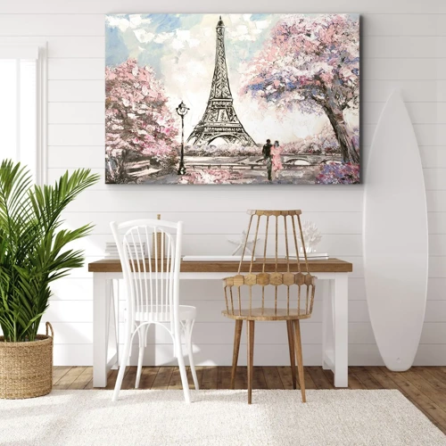 Lærredstryk - Billede på lærred - April gåtur rundt i Paris - 70x50 cm