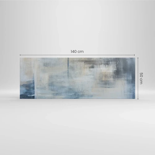 Lærredstryk - Billede på lærred - Bag et slør af blåt - 140x50 cm