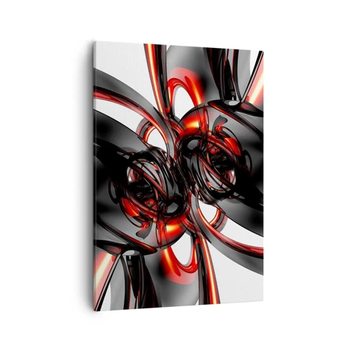Lærredstryk - Billede på lærred - Bevægelse i grafit og rød - 50x70 cm