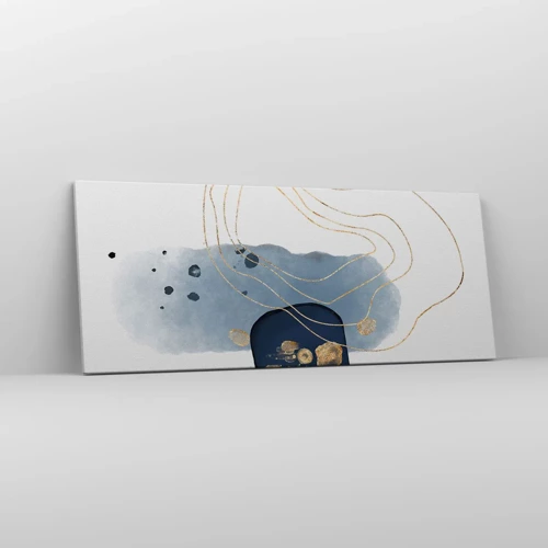 Lærredstryk - Billede på lærred - Blå-gylden fantasi - 100x40 cm