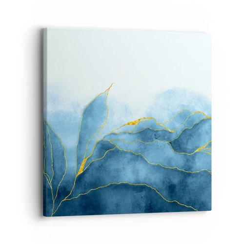 Lærredstryk - Billede på lærred - Blå i guld - 30x30 cm