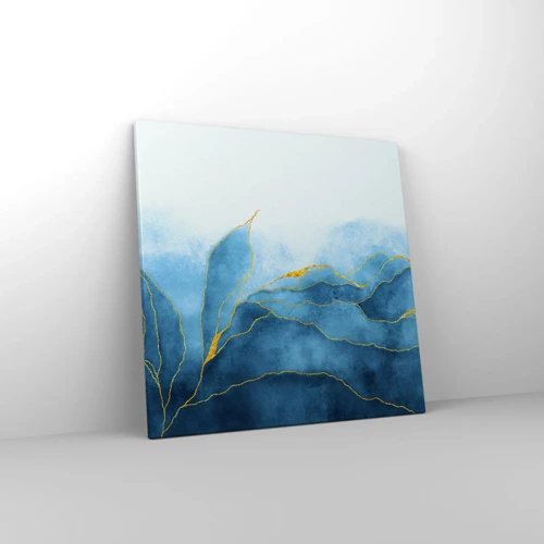 Lærredstryk - Billede på lærred - Blå i guld - 50x50 cm
