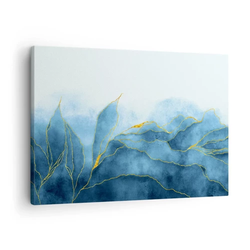 Lærredstryk - Billede på lærred - Blå i guld - 70x50 cm