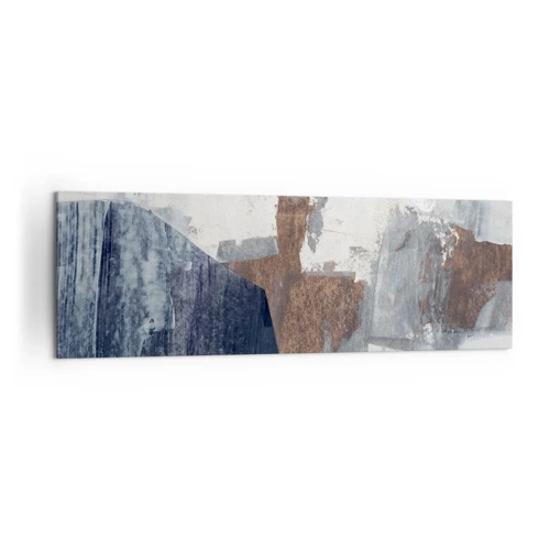 Lærredstryk - Billede på lærred - Blåbrune former - 160x50 cm