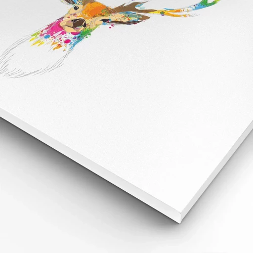 Lærredstryk - Billede på lærred - Blid kronhjort badet i farver - 40x40 cm