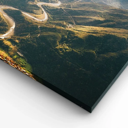 Lærredstryk - Billede på lærred - Direkte fra hjertet af bjergene - 140x50 cm