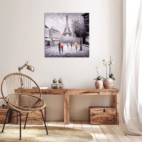 Lærredstryk - Billede på lærred - En parisisk spadseretur - 50x50 cm