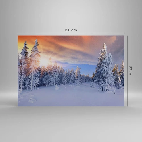 Lærredstryk - Billede på lærred - Et snedækket naturspektakel - 120x80 cm