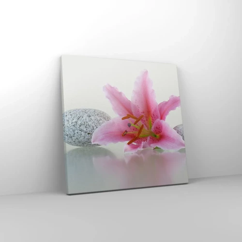 Lærredstryk - Billede på lærred - Et studie i rosa, grå og hvid - 30x30 cm