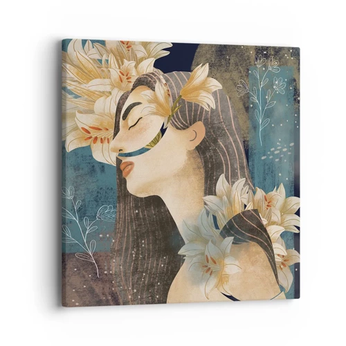 Lærredstryk - Billede på lærred - Eventyret om prinsessen med liljerne - 40x40 cm