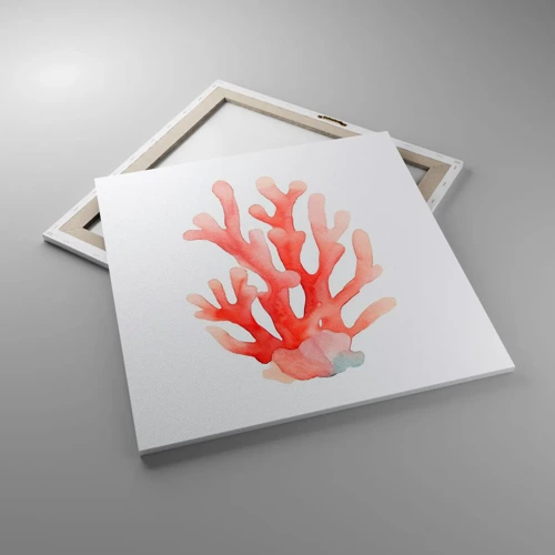 Lærredstryk - Billede på lærred - Farven koral - 70x70 cm