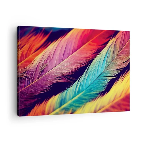 Lærredstryk - Billede på lærred - Fjeragtig regnbue - 70x50 cm