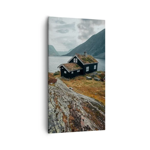 Lærredstryk - Billede på lærred - Fjord sommerresort - 55x100 cm