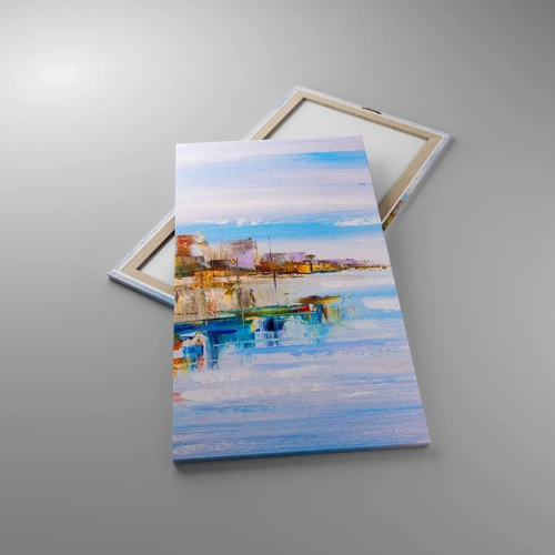 Lærredstryk - Billede på lærred - Flerfarvet urban havn - 65x120 cm