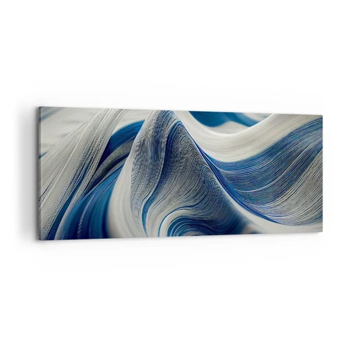 Lærredstryk - Billede på lærred - Flydende blå og hvide farver - 100x40 cm