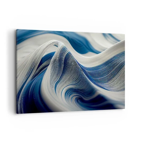 Lærredstryk - Billede på lærred - Flydende blå og hvide farver - 100x70 cm