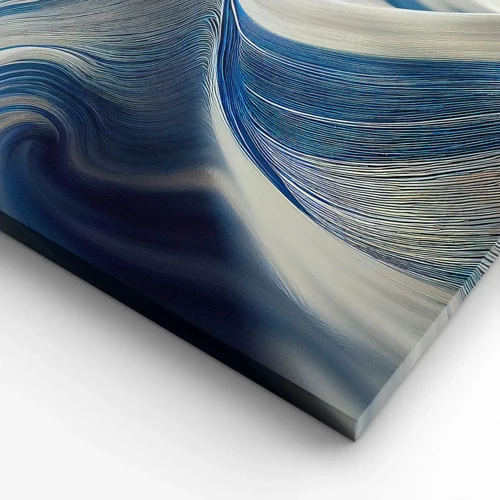Lærredstryk - Billede på lærred - Flydende blå og hvide farver - 100x70 cm