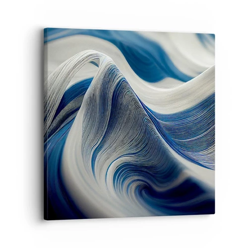 Lærredstryk - Billede på lærred - Flydende blå og hvide farver - 30x30 cm
