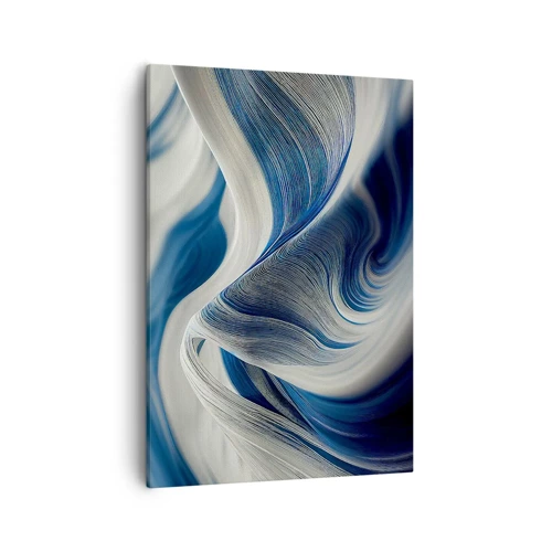 Lærredstryk - Billede på lærred - Flydende blå og hvide farver - 50x70 cm