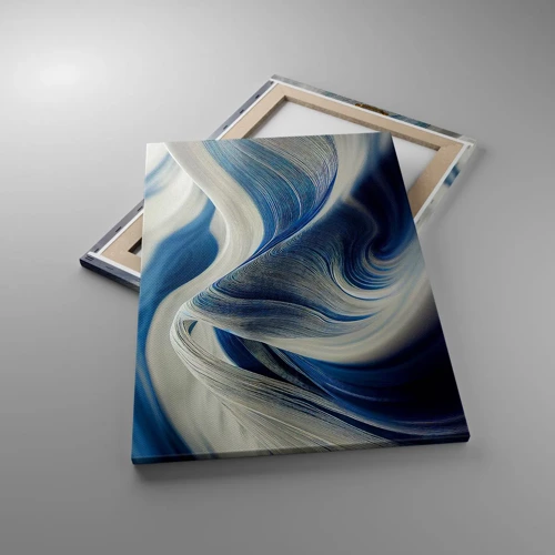 Lærredstryk - Billede på lærred - Flydende blå og hvide farver - 50x70 cm