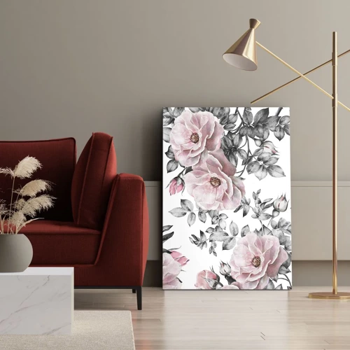 Lærredstryk - Billede på lærred - Forsvind i rosenblomsterne - 50x70 cm